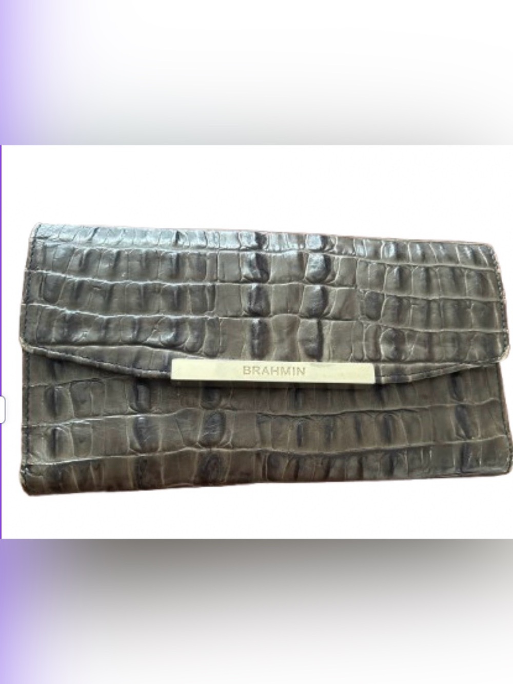 Brahmin Cordelia wallet gray with croc-embossed leather
